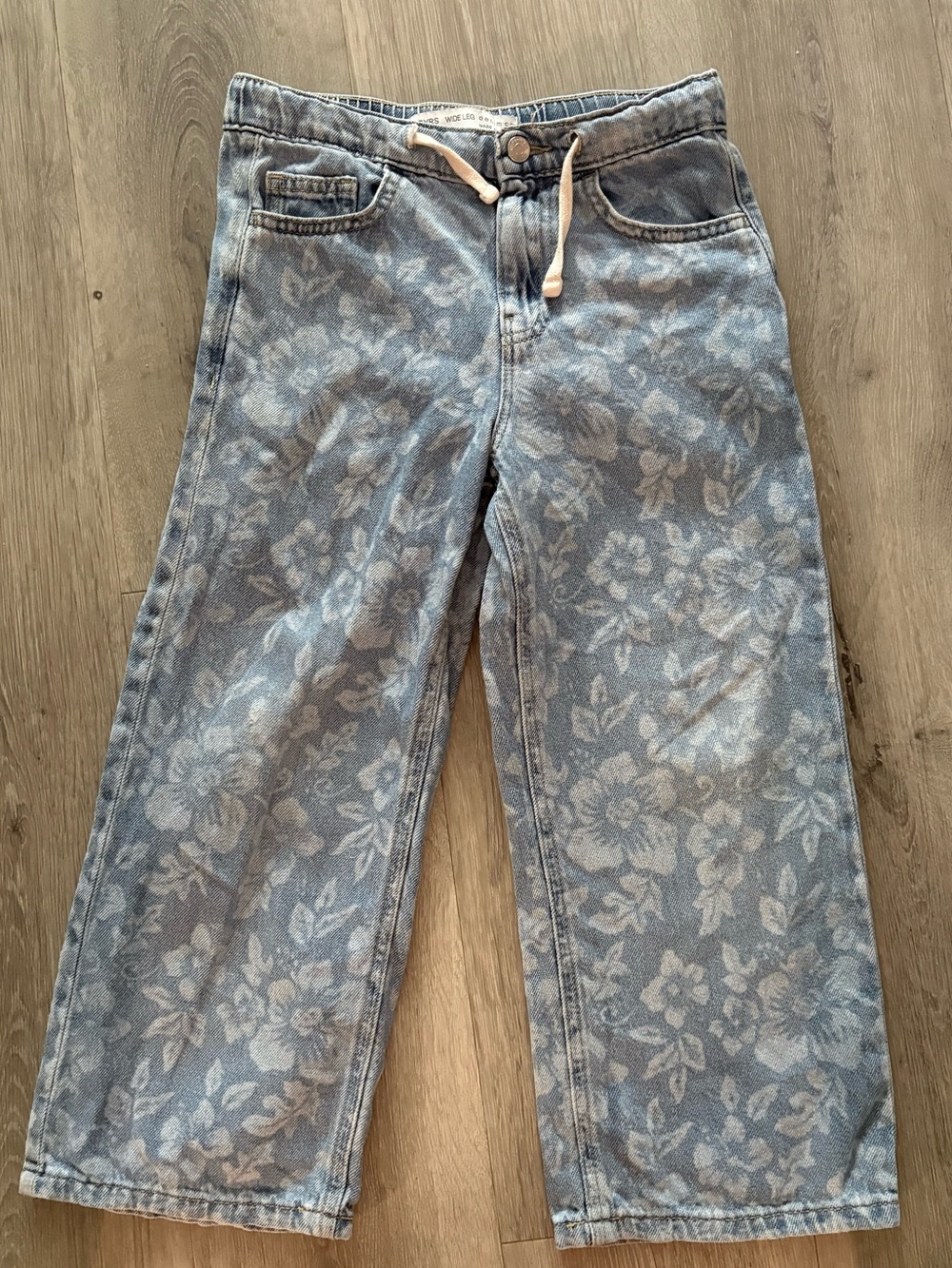 Denim&Co Blue Floral Wide-Leg Kids Jeans